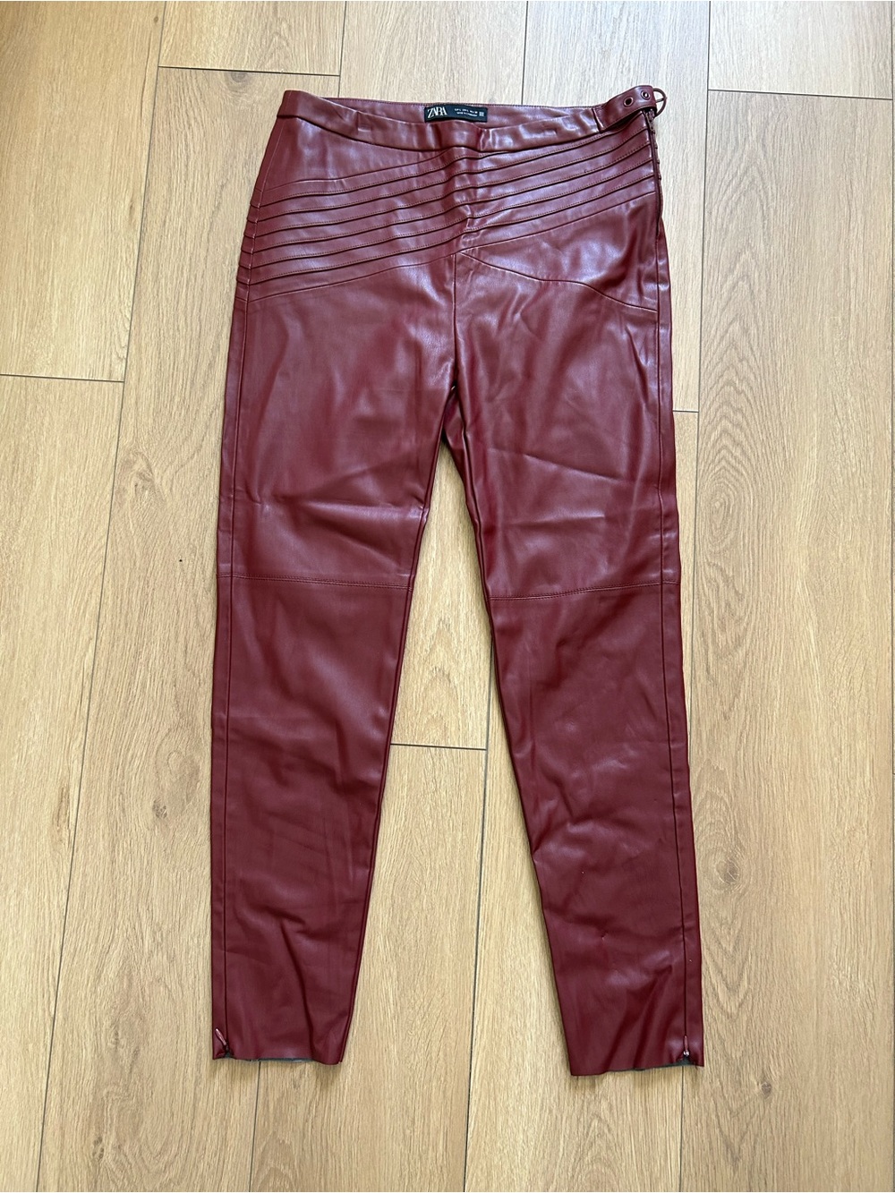Zara Burgundy Faux Leather Skinny Pants